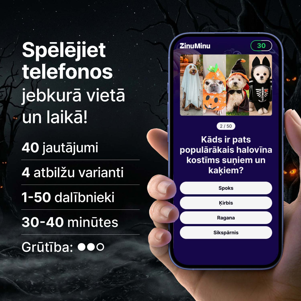 Aizraujoša Halovīna viktorīna īstiem svētku faniem