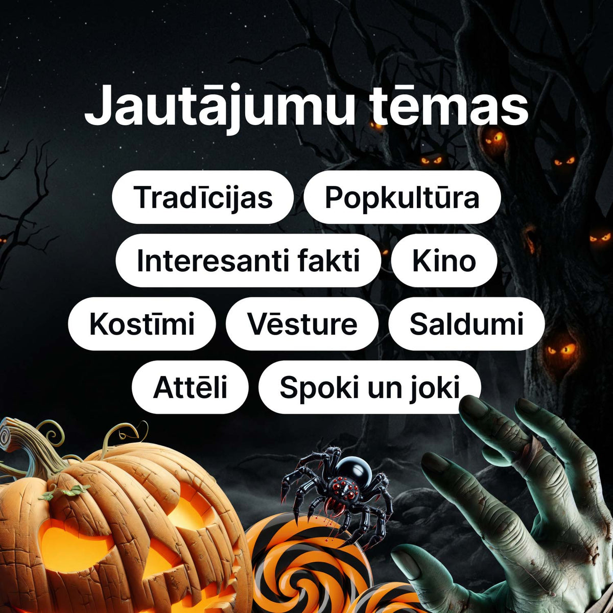 Aizraujoša Halovīna viktorīna īstiem svētku faniem