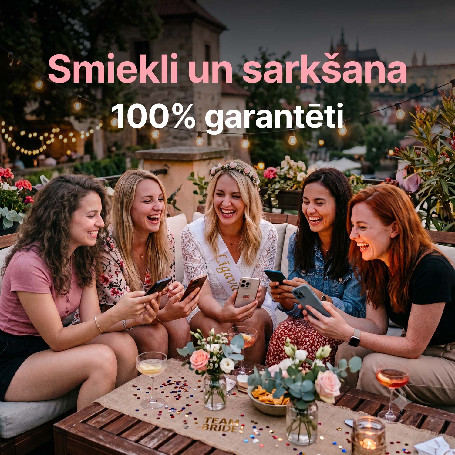 Jautra vecmeitu ballītes viktorīna līgavai un draudzenēm
